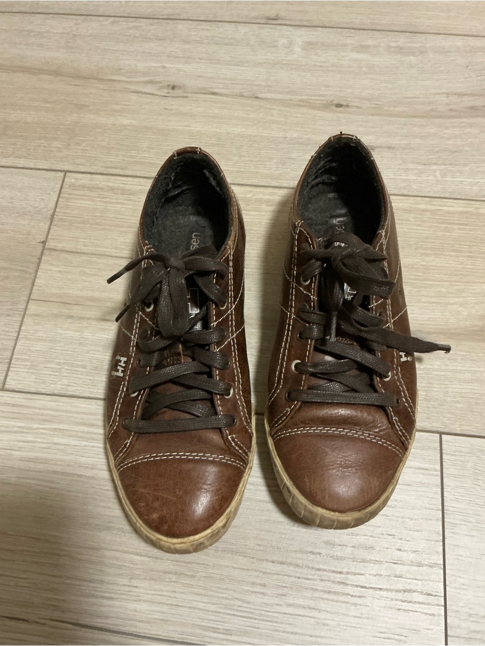 Helly Hansen Brown Leather Lace-Up Sneakers